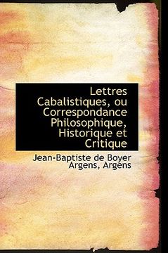 portada lettres cabalistiques, ou correspondance philosophique, historique et critique