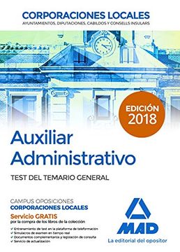 Libro Auxiliar Administrativo de Corporaciones Locales. Test Temario Autores, ISBN Comprar en Buscalibre