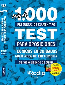 portada Técnicos en Cuidados Auxiliares de Enfermería. Servicio Gallego de Salud: Más de 1. 000 Preguntas de Examen Tipo Test Para Oposiciones (in Spanish)