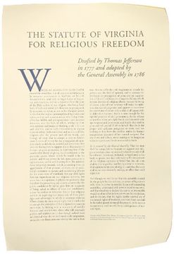 portada The Statute of Virginia for Religious Freedom (en Inglés)