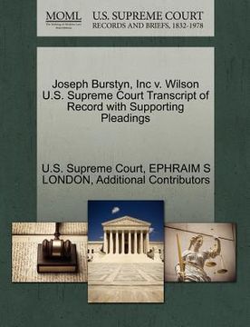 portada joseph burstyn, inc v. wilson u.s. supreme court transcript of record with supporting pleadings (en Inglés)