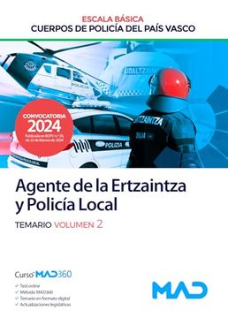 portada Agente de Escala Basica de Cuerpos de Policia del Pais Vasco (Ertzaintza y Policia Local) Temario Volumen 2 (in Spanish)