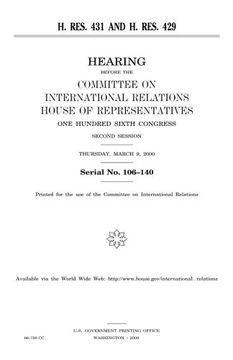 portada H. Res. 431 and H. Res. 429