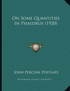 portada on some quantities in phaedrus (1920) (in English)