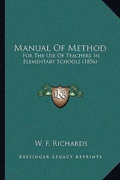 portada manual of method: for the use of teachers in elementary schools (1856) (en Inglés)