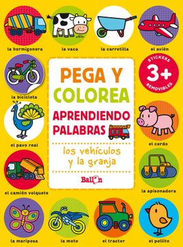 portada Pega y Colorea Aprendiendo Palabras - los Vehículos y la Granja