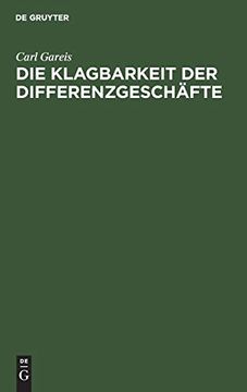 portada Die Klagbarkeit der Differenzgeschäfte (in German)
