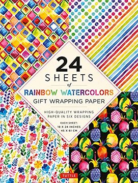 portada 24 Sheets of Rainbow Watercolors Gift Wrapping Paper: High-Quality 18 x 24" (45 x 61 cm) Wrapping Paper (en Inglés)