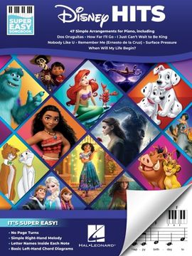 portada Disney Hits - Super Easy Songbook: 47 Simple Arrangements for Piano with Lyrics (en Inglés)