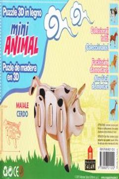 portada CERDO MINI ANIMAL PUZLE DE MADERA EN 3D