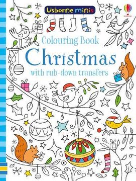 portada Colouring Book Christmas With Rub-Down Transfers (Usborne Minis) 