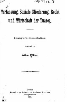 portada Verfassung, soziale gliederung, recht und wirtschaft der Tuareg (German Edition)