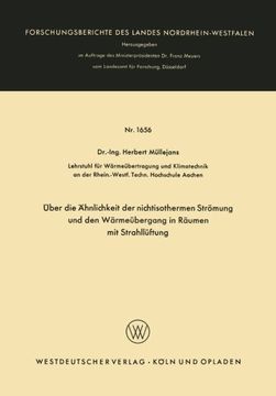 portada Über die Ähnlichkeit der nichtisothermen Strömung und den Wärmeübergang in Räumen mit Strahllüftung (Forschungsberichte des Landes Nordrhein-Westfalen) (German Edition)
