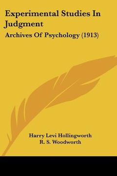 portada experimental studies in judgment: archives of psychology (1913) (en Inglés)