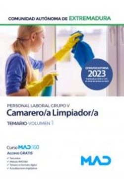 portada Camarero/A-Limpiador/A (Personal Laboral Grupo v). Temario Volumen 1. Comunidad Autónoma de Extremadura (in Spanish)