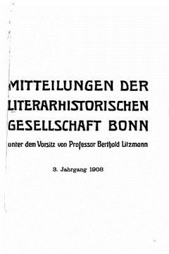 portada Mitteilungen der Literarhistorischen Gesellschaft Bonn (en Inglés)