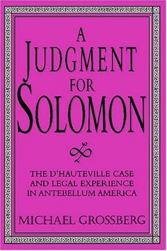 portada A Judgment for Solomon: The D'hauteville Case and Legal Experience in Antebellum America (Cambridge Historical Studies in American law and Society) (en Inglés)