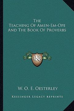 portada the teaching of amen-em-ope and the book of proverbs