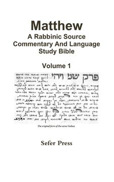 portada Matthew: A Rabbinic Source Commentary And Language Bible (en Inglés)