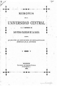 portada Memoria de la Universidad Central al 2do Centenario de Don Pedro Calderón de la Barca (in German)