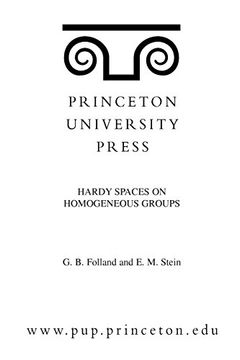 portada Hardy Spaces on Homogeneous Groups. (Mn-28), Volume 28 (Mathematical Notes) (en Inglés)