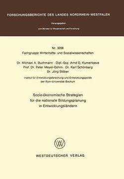 portada Sozio-Ökonomische Strategien Für Die Nationale Bildungsplanung in Entwicklungsländern (en Alemán)