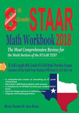 portada 8th Grade STAAR Math Workbook 2018: The Most Comprehensive Review for the Math Section of the STAAR TEST (en Inglés)