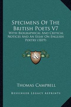 portada specimens of the british poets v7: with biographical and critical notices and an essay on english poetry (1819) (en Inglés)