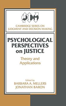 portada Psychological Perspectives on Justice Hardback: Theory and Applications (Cambridge Series on Judgment and Decision Making) (en Inglés)