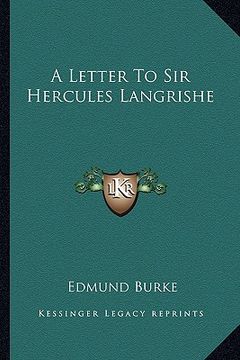 portada a letter to sir hercules langrishe (en Inglés)