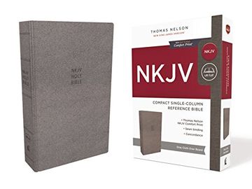 portada Nkjv, Compact Single-Column Reference Bible, Cloth Over Board, Gray, red Letter Edition, Comfort Print (en Inglés)