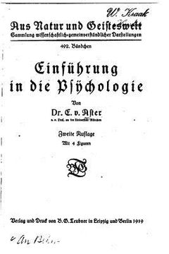 portada Einführung in Die Psychologie, Mit 4 Figuren (en Alemán)