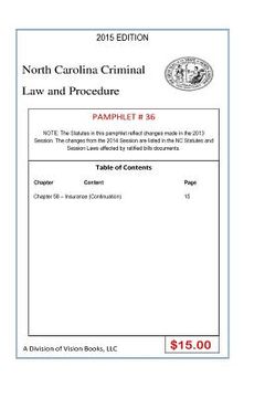 portada North Carolina Criminal Law and Procedure-Pamphlet 36 (en Inglés)