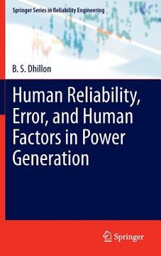 portada Human Reliability, Error, and Human Factors in Power Generation (en Inglés)