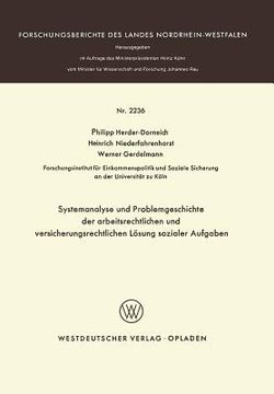 portada Systemanalyse Und Problemgeschichte Der Arbeitsrechtlichen Und Versicherungsrechtlichen Lösung Sozialer Aufgaben (en Alemán)