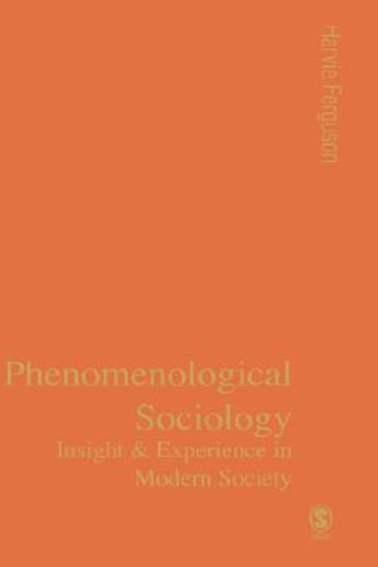 phenomenological sociology,insight and experience in modern society