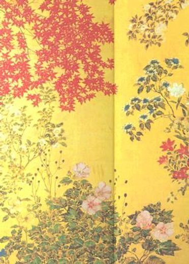 japanese screen,edo period screen with trees and flowering plants, 18th century (en Inglés)