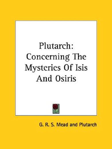 plutarch,concerning the mysteries of isis and osiris