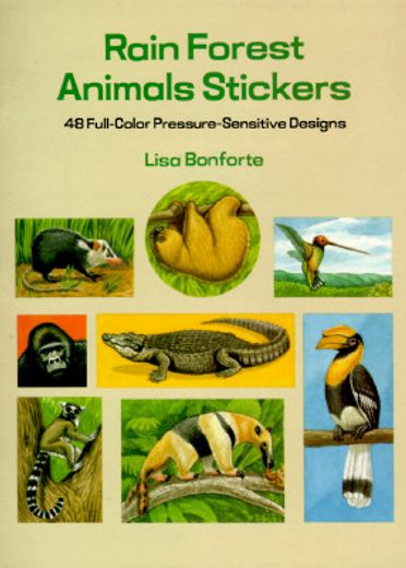 rain forest animals stickers,48 full-color pressure-sensitive designs