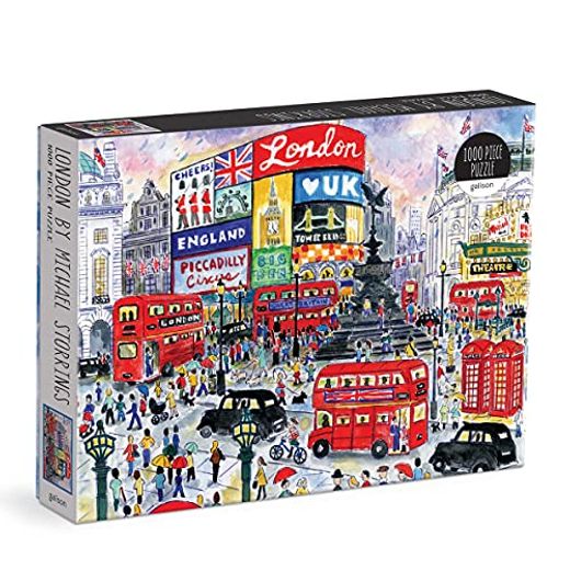 Galison Michael Storrings 1000 Piece London Jigsaw Puzzle for Adults, Illustrated art Puzzle With Scene From the Streets of London, Multicolor (en Inglés)
