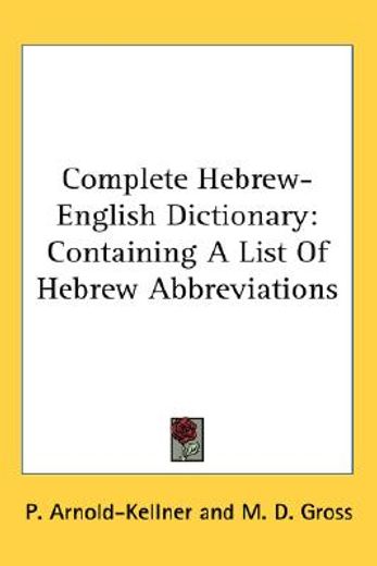 complete hebrew-english dictionary: cont