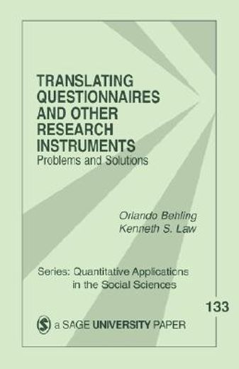 translating questionnaires and other research instruments,problems and solutions