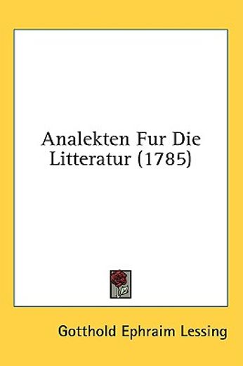 analekten fur die litteratur (1785)