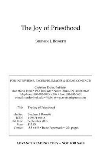 the joy of priesthood