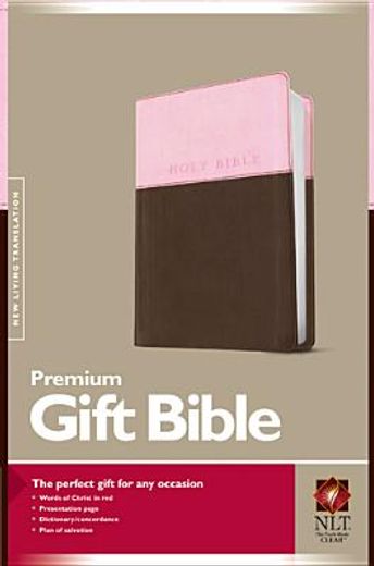 holy bible,new living translation, pink/dark brown, tutone, leatherlike, premium gift bible