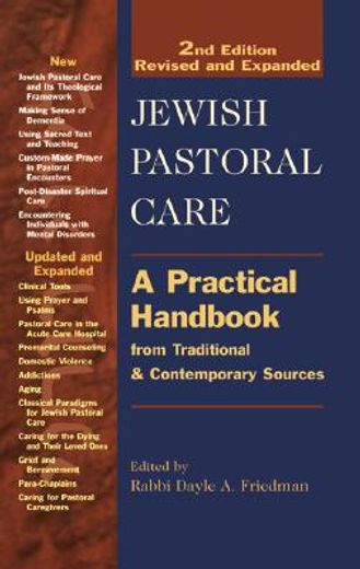jewish pastoral care,a practical handbook from traditional and contemporary sources (en Inglés)