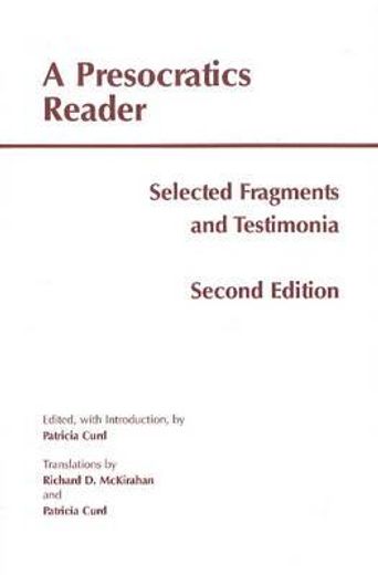 a presocratics reader,selected fragments and testimonia
