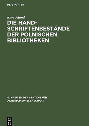 Die Handschriftenbestände der Polnischen Bibliotheken (in German)