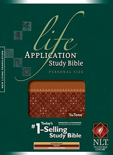life application study bible,new living translation, brown/ embellished coral, tutone, leatherlike, personal size