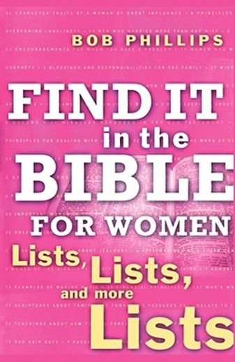 find it in the bible for women,lists, lists, and more lists